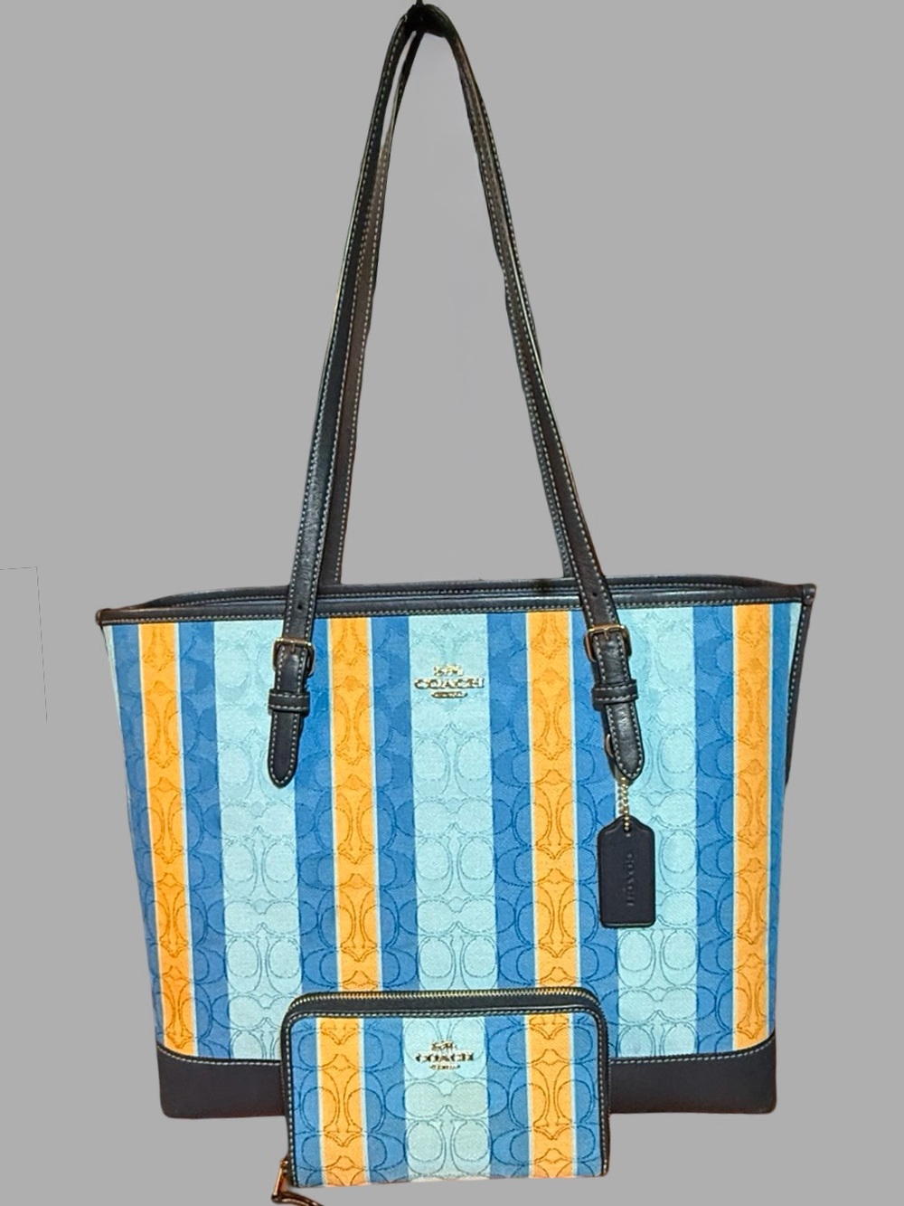COACH Matching Set: Mollie Tote & Zip Wallet (Signature Jacquard Stripe) - Picture 5 of 12